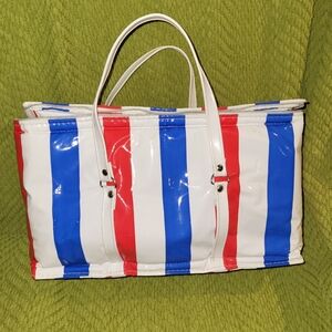 Vintage 60s Thermo Sew striped insulated picnic bag